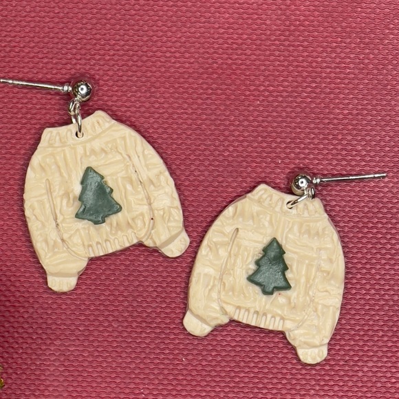 Christmas Tree🎄 Ugly Sweater Earrings w/ Gift Box - Picture 2 of 3
